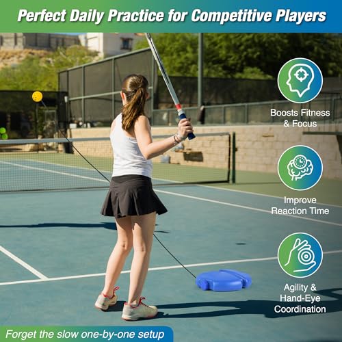 Image of NEWDRU PicklePlay Pro - Pickleball Trainer Set | Reflex Training Ball | Skill Booster for Beginners & Pros | Indoor & Outdoor Use - Blue