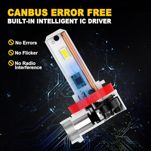 Image of AHOBXD H11 LED Bulbs, H8 H9 H16 Bulbs Upgraded 900% Brightness Super Bright with Fan Cooling 60000LM 1:1 Halogen Mini Size 80000Hrs Lifespans Fog Lights Pack of 2