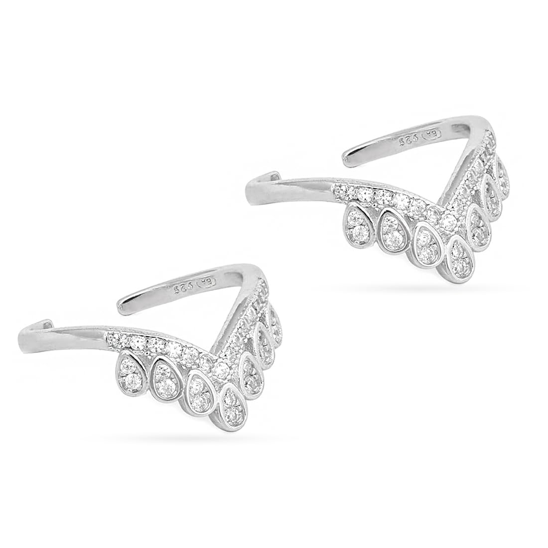 ZAVYA 925 Sterling Silver Gorgeous Crown Rhodium Plated Toe Ring Pair for Women | Gift for Women | With Certificate & 925 Stamp (B0BT7PQ1RJ) Amazon Price History, Amazon Price Tracker