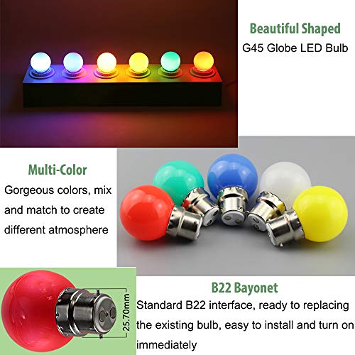 WULUN 16 Pack 2W Coloured LED Light Bulbs B22 Bayonet Cap Fitting, Festoon Party Lights for Indoor Outdoor Use (Warm White Light) - Image 4