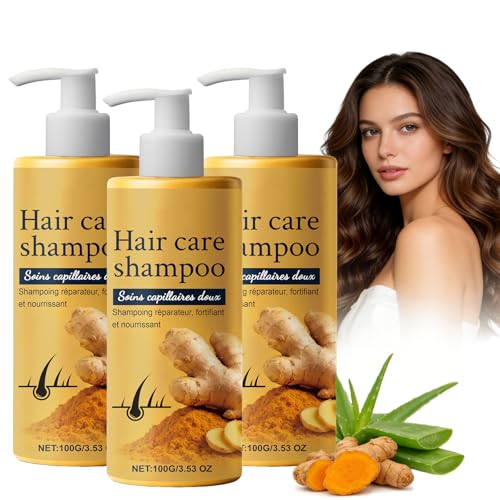 Ginger Hair Care Champú, champú anticaspa para el cuero cabelludo con picazón, limpieza con extracto de raíz de jengibre para cuero cabelludo seco, champú espesante contra la rotura del cabello en