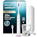 Philips Sonicare DiamondClean Smart 9400 Electric Toothbrush, Sonic Toothbrush with App, Pressure Sensor, Brush Head Detection, 4 Brushing Modes and 3 Intensity Levels, White, Model HX9917/88