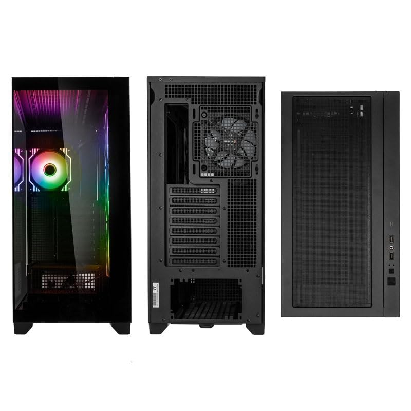 Kolink Unity Arena PC Case, Borderless Glass Side Panel, 420 mm GPU Freedom, Half PSU Case, Pre-Installed Kolink Umbra X Fans, SPCC Steel, Mid Tower, Black