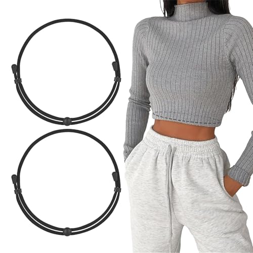 WHIPPY 2Pack Tuck Band Tool for Women Elastic Stretch Belts Tucking Shirts Sweater Cropping Belt Adjustable Crop Band for Top