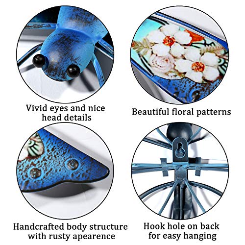 Youin Large Metal Dragonfly Decor,Ceramic Dragonfly Outdoor Wall Decor,Wall Art For Living Room,Dragonfly Gifts Ornaments Wall Sculptures Hanging Decorations For Garden Porch Backyard Home,Blue 16" #TOP1