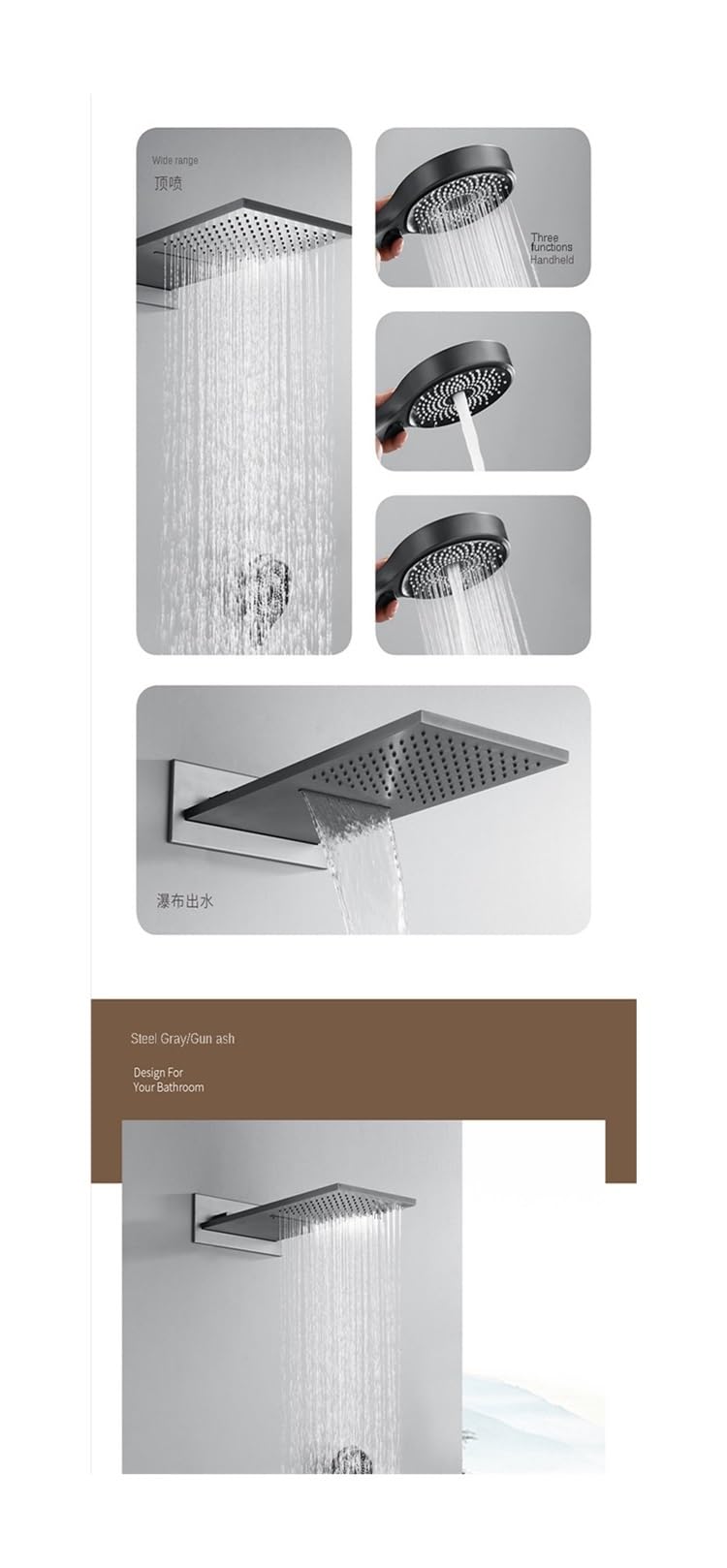Rubinetto for Doccia da Bagno, Set Doccia a Parete con Display Digitale Intelligente Nero, Temperatura costante Nascosta in Rame Oro Rosa(Matte White)