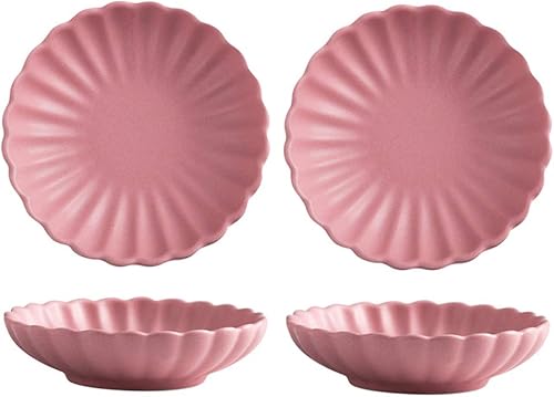 Gaolinci Plato de cerámica con forma de flor de 3.5 pulgadas, mini condimento lateral, platos de condimentoscuenco de soya para sushi, platos para