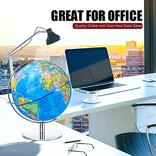 World Globe with Stand Adults - 9 Inch Diameter - Geographic Globes Discovery World Learning Toys Globe for Kids. - Thumbnail 2