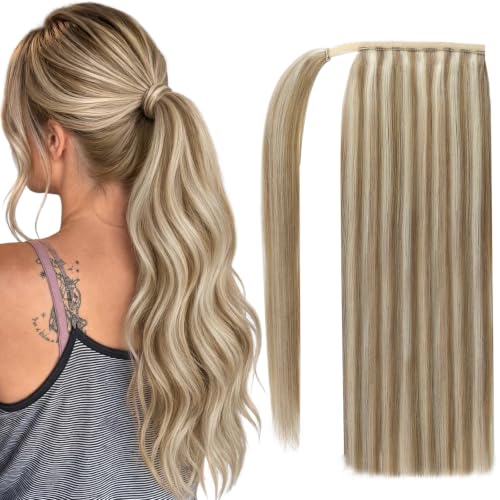 Image of Full Shine Ponytail Extension Human Hair, Butter Blonde, Natural Blend