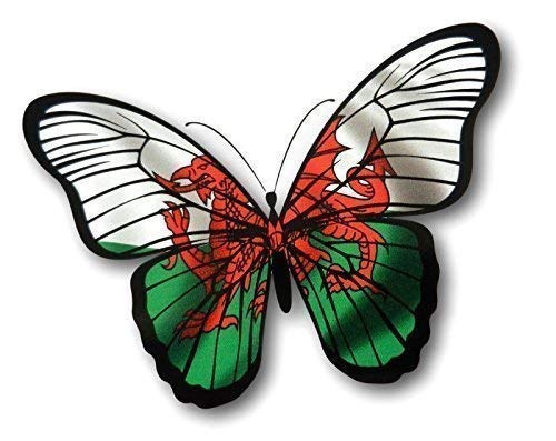 Sticar-it Ltd Beautiful Butterfly Welsh Wales CYMRU Flag Vinyl Car Sticker Decal Large 200x140mm approx.