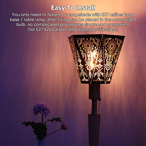 Fydun FYDUND2KRZU56X1 Lamp Shades Modern Scandinavian E27 E26 Wrought Iron Hexagonal Carved Lampshade thumb #3