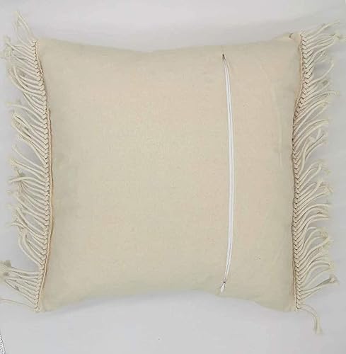 Miniatura 7 de Juego de 2 fundas de almohada de macramé, 100% algodón, decorativas, con flecos, decoración bohemia para el hogar