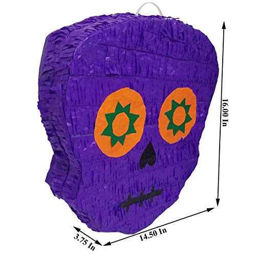 Traditional Day of the Dead Pinata | Sugar Skull “ Dia de Muertos “ Piñata | Mexican Calavera Decoration | Halloween Catrina Party Celebration | Cinco de Mayo Fiesta Supplies | Assorted Color - Thumbnail 2