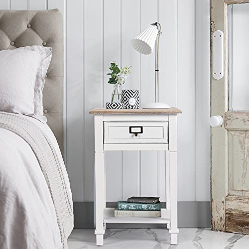 Wnutrees Rustic Farmhouse Accent End Table, Nightstand Side Tables with