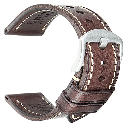 REZERO Leather Watch Bands, Handmade Watch Straps, Italian Top Grain Soft Leather Watch Bands Replacement, Vegetable-Tanned & Oil-Waxed Watch