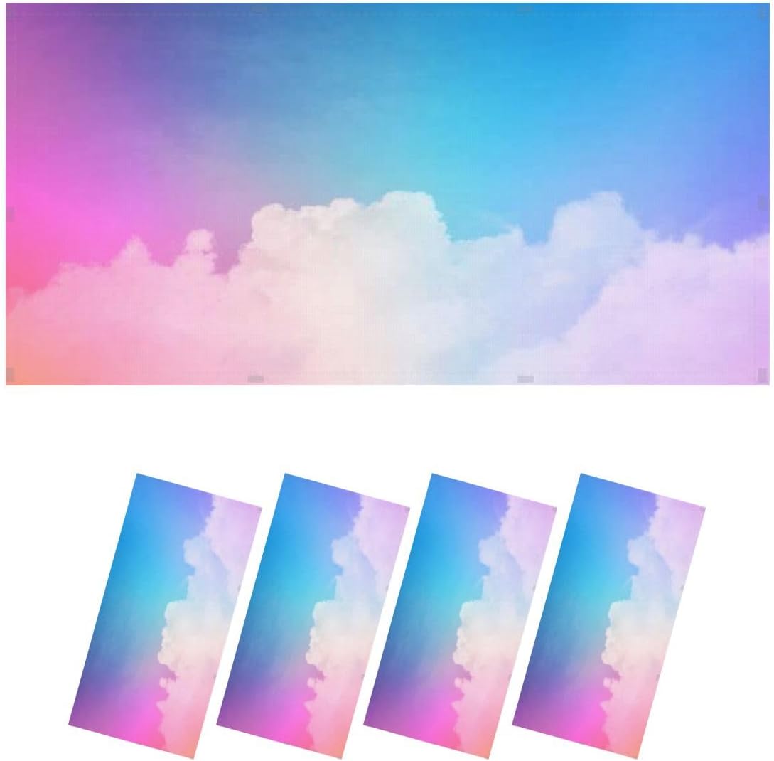 Fluorescent Light Covers for Ceiling Lights beauty abstract sweet pastel soft violet mix blue fluffy clouds Easy to Install Magnetic Light Filter for Classroom Office Hospitals School Home Decor