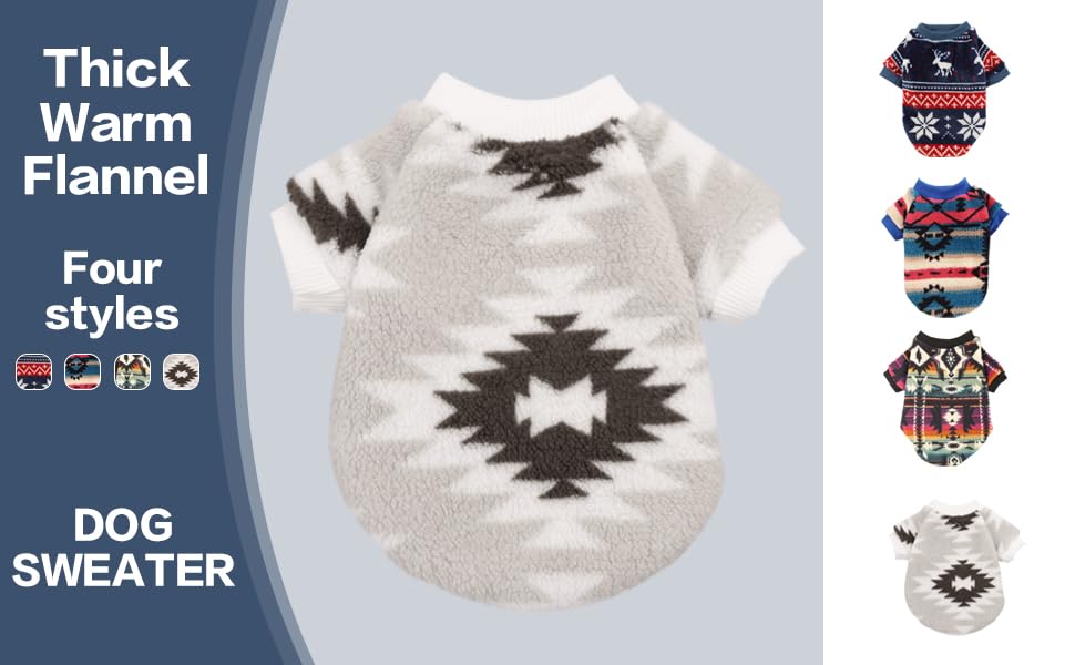 YAODHAOD Hund Pullover für kleine Hunde, Fleece Hund Pullover, Ethnische Stil Winterkleidung, Ultra weiche thermische Winter warme Welpen Sweatshirt (Weiß, S)