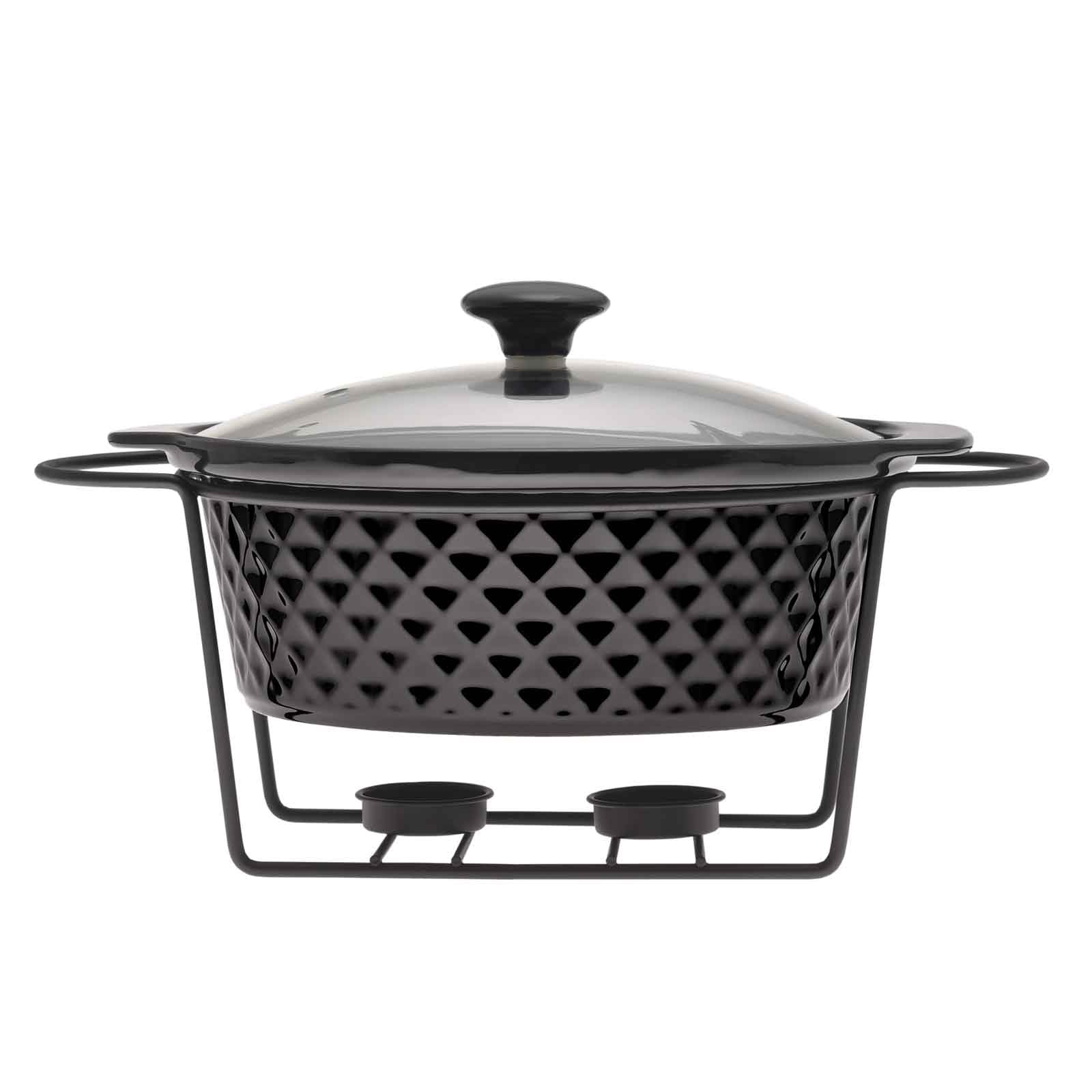 4BIG.fun Speisewärmer aus Keramik 2,3 L Chafing Dish Buffet-Set Keramik-Chafer Buffetwärmer Warmhaltebehälter Speisenwärmer Wärmebehälter