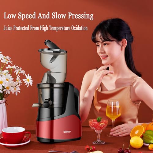 Licuadora de prensado en frío de 1000 ml con función de inversión para extraer la fruta entera. Velocidad baja de 50 rpm que conserva los nutrientes. Diseño compacto y fácil de limpiar para una coci