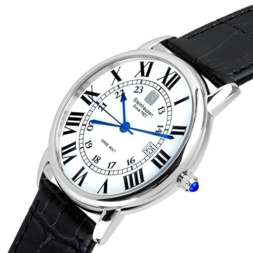 Men's S0718 Classic Delémont Swiss Quartz Stainless Steel Watch with Black Leather Band2