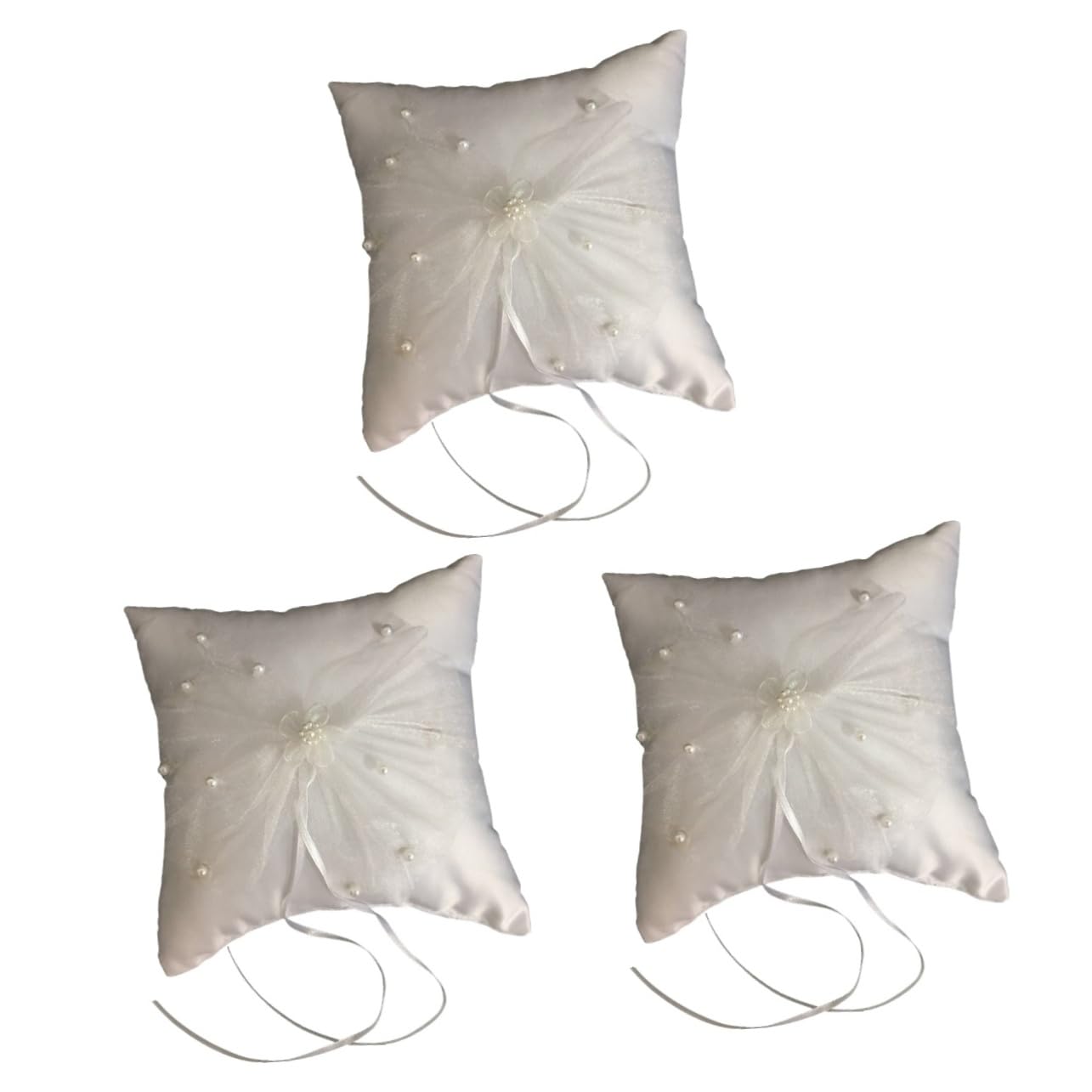 Gadpiparty 3pezzi Cuscino Per Fedi Nuziali Elegante Pizzo Con Nastro Decorativo Per Cerimonie Di Matrimonio e Fidanzamento Comodo e Compatto Per Trasporto Facile