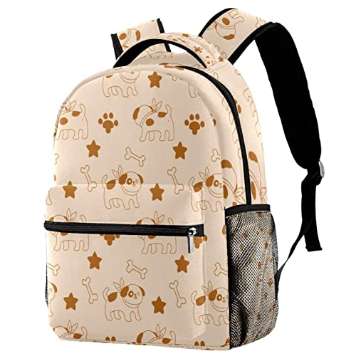 Sac à dos de voyage marron à motif os et étoiles pour filles et garçons