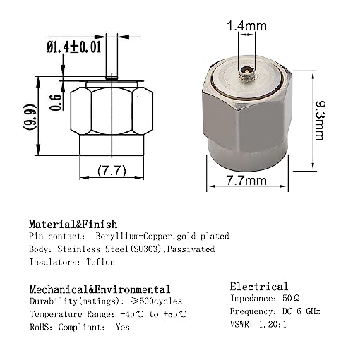 YILIANDUO RF Coax Adapter SMA Male to MHF4 IPX U.fl Male Straight Stainless Steel RF Connector Coaxial Converter Adapter - Image 2