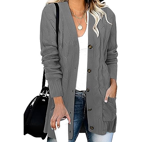 Gilet Femme Chic Et Elegant Grande Taille Cardigan Long Hiver Coton Blouson Mariage Manches Longues Pull Chaud Femme Boutonnière Pas Cher Gilet Veste...