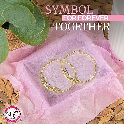 Sorority Shop Sigma Gamma Rho- Hoop 18K Gold Plated Dainty Earrings for Women - Sigma Gamma Rho Jewelry with Ideal 2" Diameter Hoops - Sigma Gamma Rho Gifts3