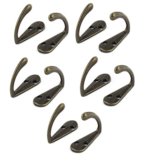 Image of uxcell 35mm Long Vintage Style Screw Fixing Clothes Hanger Hook Bronze Tone 10 PCS