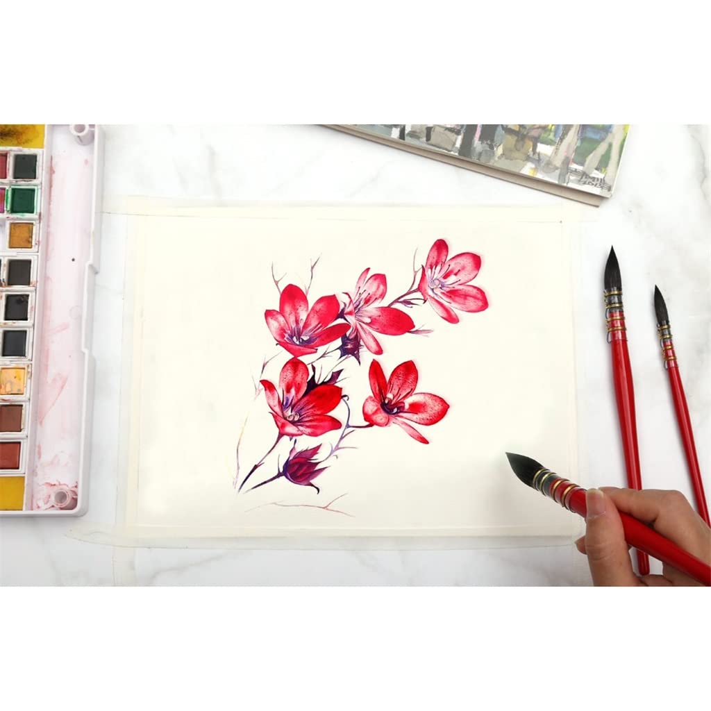 Juego de 3 Pinceles Redondos de Pelo de Ardilla, Pinceles de Acuarela, Pincel Hecho a Mano para Pintura artística, Lavado Gouache/fregona acrílica