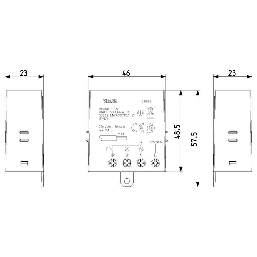 Vimar 03991 Modulo Relè Magnetico Quid ON/OFF + Vimar 0R16080 Pulsante 1P NO 10A Grigio - Kit Luci Impulsi