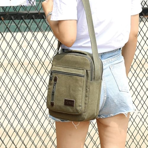 Messenger bag for Men Women, Vintage Canvas Crossbody Bag Shoulder Bag Multi Pocket Purse, Small Messenger Satchel Bag Travel3