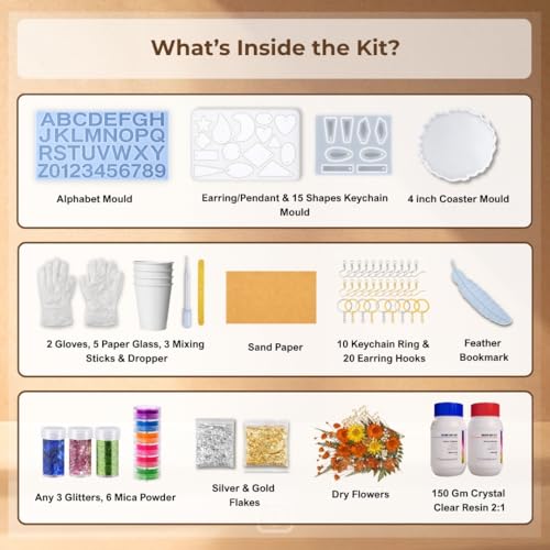 Image of 116pcs Ultimate All-in-One Resin Art Kit with 5 Silicone Moulds Dried Flowers Epoxy Raisin Materials for Making Alphabet Pendant Keychain Earrings Bookmarks & 4 inch Coaster for DIY Beginners