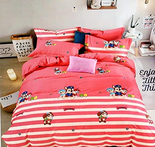 Kitch Deco™ Glace Cotton Nursery Print Single Bed Reversible Kids Comforter Set(1 Single Bed Comforter,1 Single Bedsheet and 1 Pillow Cover,180 TC) (Paws)