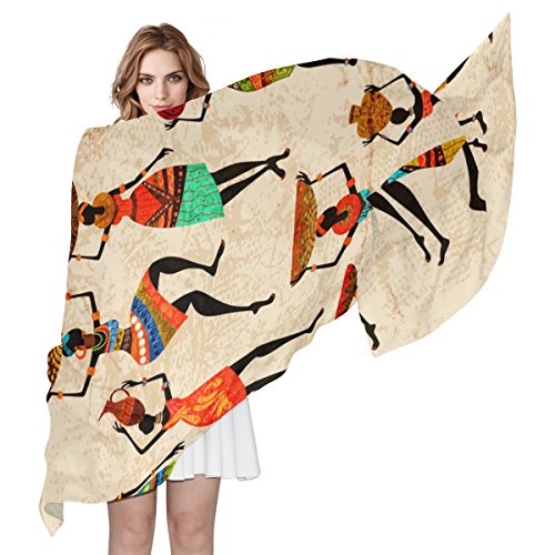 LORVIES Retro Beautiful African Women Silk Scarf Lightweight Long Scarf Shawl Wrap for Women