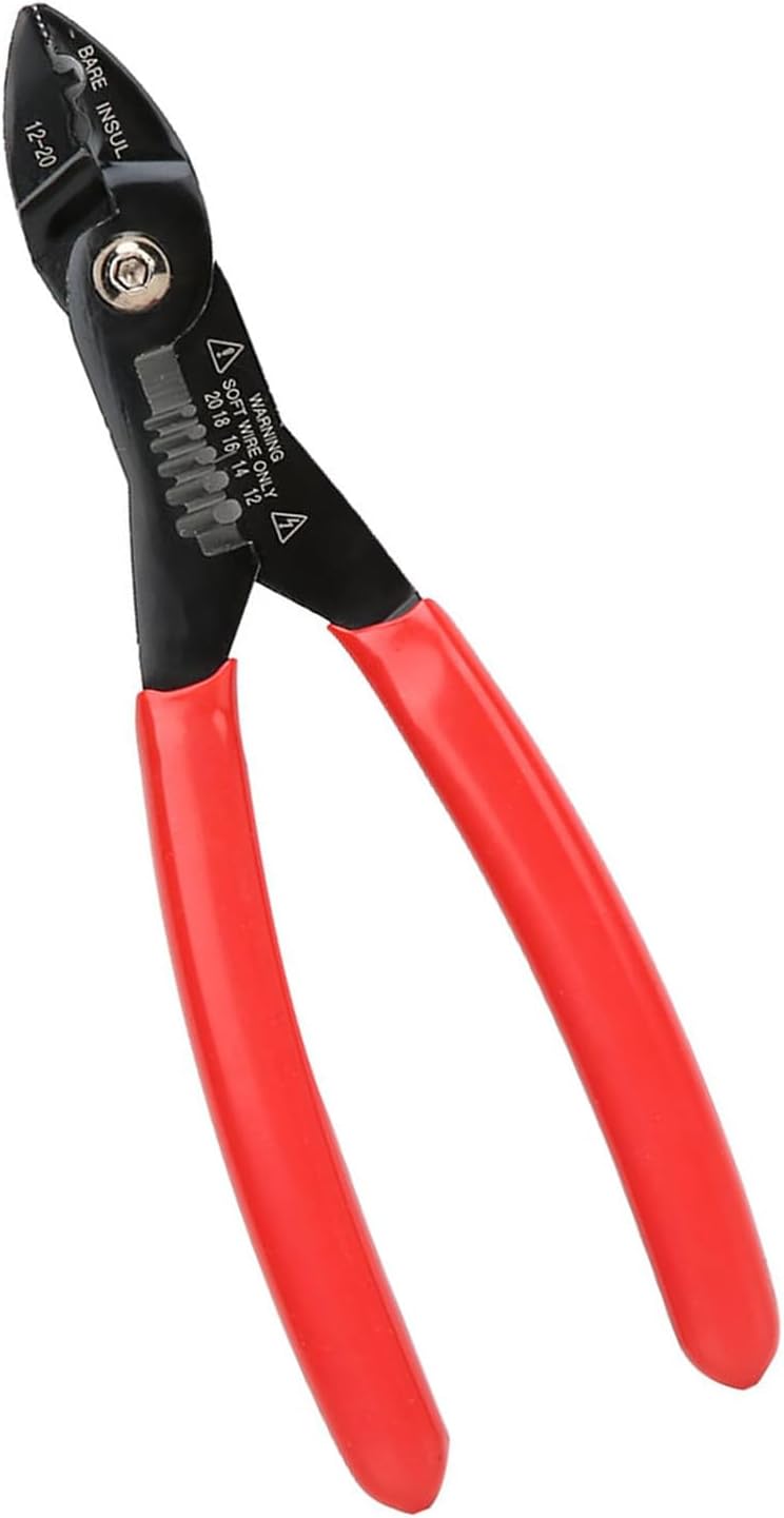 Cable Stripping Tool Electrical Wire Stripper, 7In Portable Cable Crimping Tool Wire Stripper for Terminals, Solid Steel Wire Crimper Cutter Pliers with Slipproof Handle Splicer