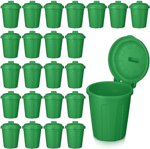 Zubebe 24 Pcs Green Mini Trash Can Mini Toy Garbage Can Small Des...