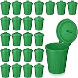 Zubebe 24 Pcs Green Mini Trash Can Mini Toy Garbage Can Small Desktop Storage Bin with Lids for Trash Party Favor Garbage Truck Birthday Decoration Party Supplies Home School Classroom