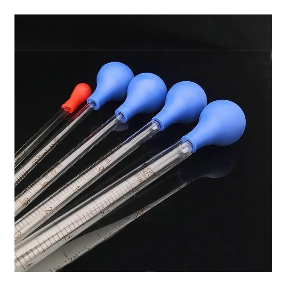 Lot de 5 pipettes en verre graduées de 1 ml, 2 ml, 3 ml, 5 ml et 10 ml, avec ventouse en caoutchouc.(10ml)
