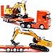 Gemini&Genius Flat Trailer Excavator Toys Set for Kids, Heavy Duty Alloy Construction Vehicle Toys, 1:50 Scale 13
