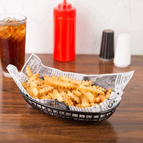 MM Foodservice 100 Sheets 12 Inch x 12 Inch Grease Resistant Deli Paper, Perfect for Food Baskets, Burgers and French Fries (100, Newspaper Print) - Thumbnail 6