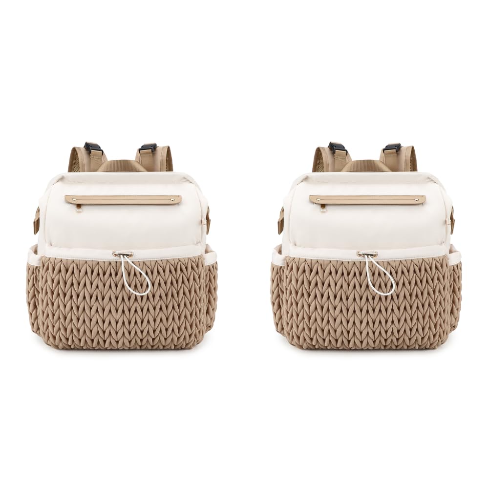 Mochila acolchada para mamá y papá, bolsa de pañales compacta y ligera con múltiples bolsillos para viajes, compras y crianza de los hijos, Marrón 2 unidades, M, moda