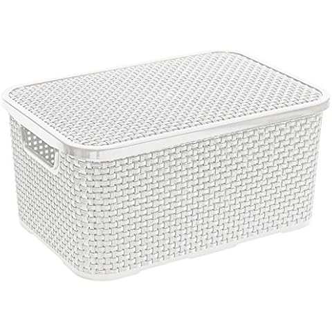 BranQ Rattan Look Storage Bin with Lid Cover