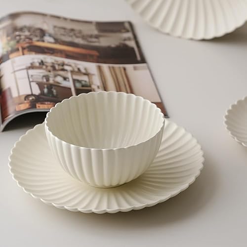 Miniatura 8 de WENSHUO Daisy - Juego de 6 platos llanos, redondos de 6.7 pulgadas, crema mate