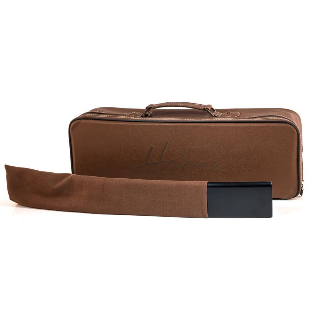 Helena Wood Art, Handgemachtes Oval Rummy Set aus Holz inklusive Tasche, Schwarz, 100% Holz, Deluxe Edition, Rummy, Okey Takimi, Melaminsteine