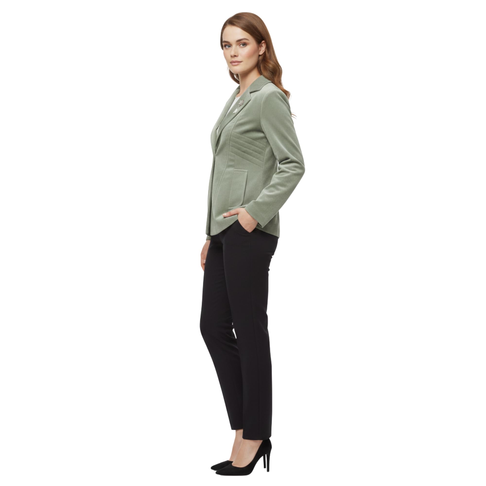 Women's Classic Notch Lapel Office Blazer Lightweight Professional Work Jacket-image-35
