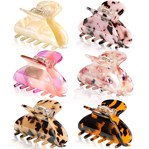 WILLBOND 6-Piece Tortoiseshell Claw Clips (2.6in, Retro Finish)