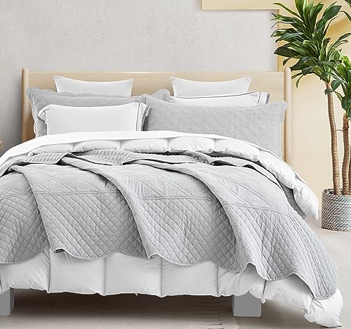 Image of HZ & HY Oversized King Bedspreads 128x120, Belgian Linen, Grey