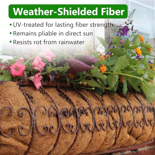 Image of DUNCHATY Trough Coco Liners for Planters 24 Inch - 2 Pack Natural Coconut Fiber Liner Replacement for Window Box Hanging Basket Garden Wall Flower Pot Inserts Eco-Friendly Coir